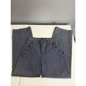 Lauren Ralph Lauren Sailor Denim Trousers Pants Sz 8 Wide Leg Mid Rise Nautical